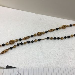 Vintage Retro Necklace leopard & Black beads Women Accessories Jewelry